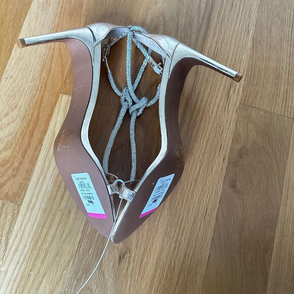 BCBGMAXAZRIA Platinum Rhinestone Heels – Size 9, Elegant Evening Sandals - Picture 6 of 6